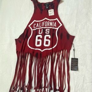 Forever 21 Burgundy Fringe Crop Top
